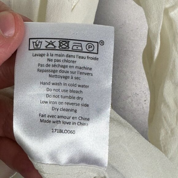 Sezane 100% Silk Elisa Black Ecru White Size 36 French / US 4 Button Top Blouse - Picture 11 of 14